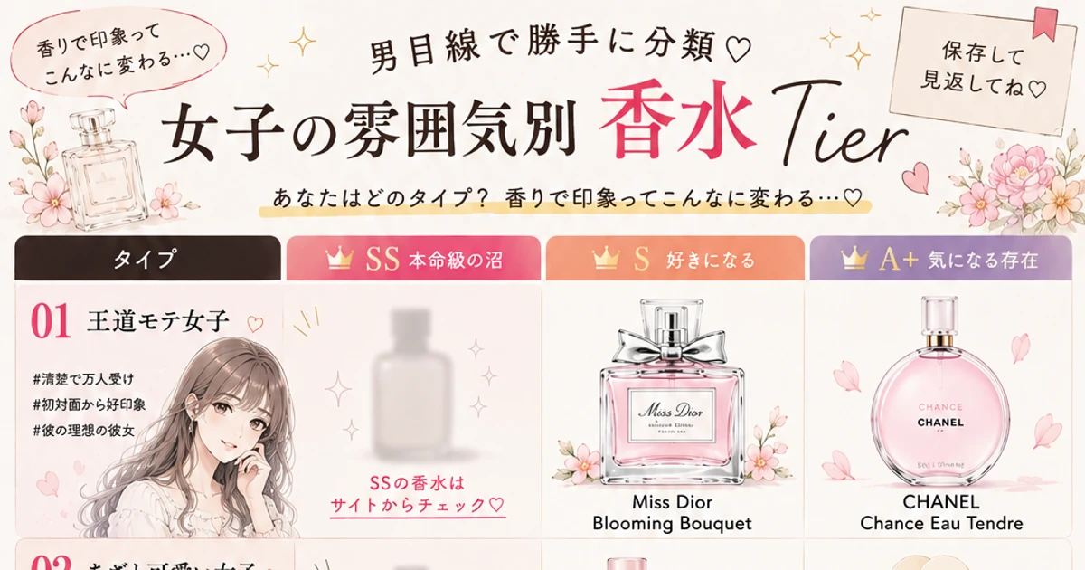 女子の雰囲気別 香水Tier｜6タイプ18本のSSまで公開